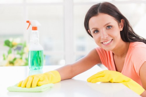 Commercial cleaning team working in a Richmond office building