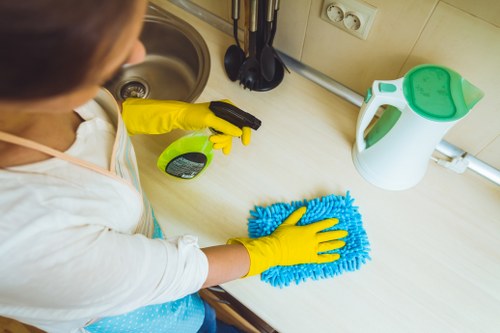 Local cleaning team maintaining a residential lobby in Richmond
