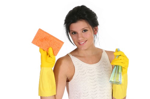 Local technician inspecting a carpet stain before cleaning