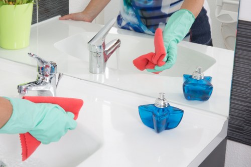 Cleaning supplies and equipment used for office and washroom cleaning