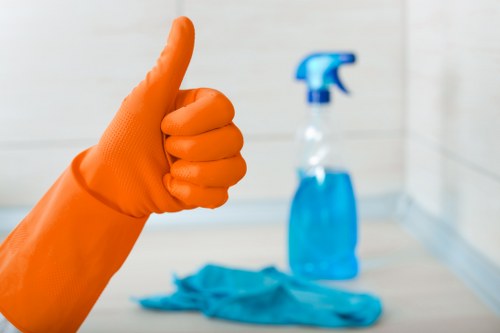 Hot water extraction cleaning on a carpeted living room floor